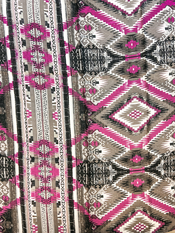 Aztec Wild Rag in Silver and Pink
