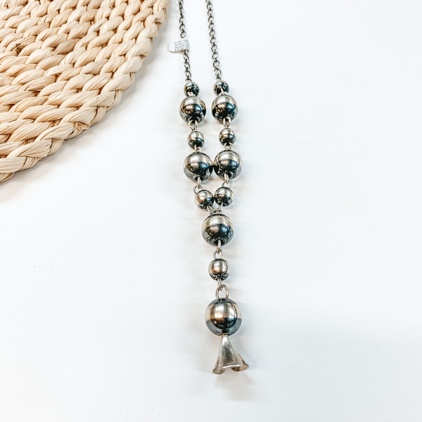 Rob Livingston | Navajo Handmade Sterling Silver Navajo Pearl Chain Necklace with Blossom Pendant