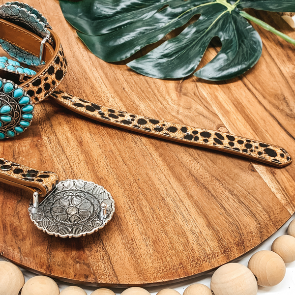 Turquoise Clusters on Leopard Print Belt