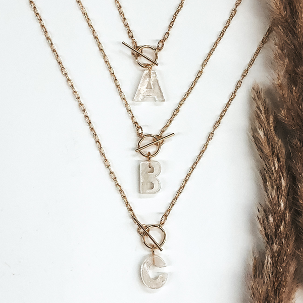 White Sparkle Initial Charm Gold Necklace