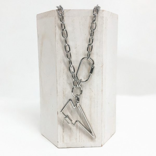 Thunderbolt Lock Chain Necklace in Silver