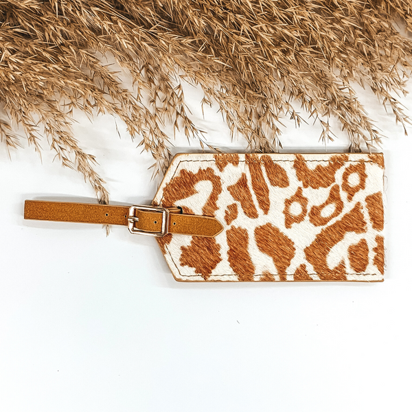 Tan Luggage Tag with Leopard Print