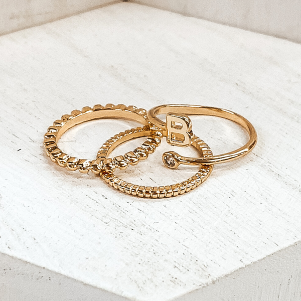 Initial Ring Set in Gold