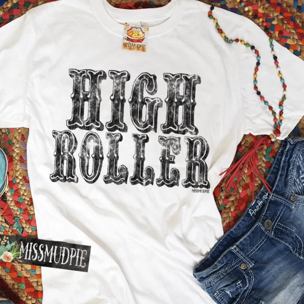 High Roller Short Sleeve Graphic Tee in White