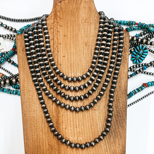 Navajo | Navajo Handmade 8mm Navajo Pearls Necklace | Varying Lengths