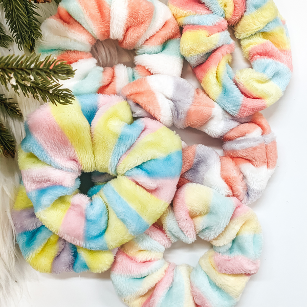 3 for $10 | Assorted Set of Two Rainbow Sherbet Plush Scrunchies