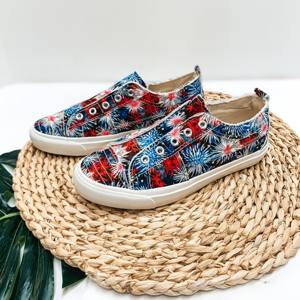 Corky's | Babalu Slip On Sneakers in Red, White, and Blue Fireworks