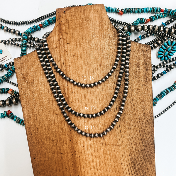Navajo | Navajo Handmade 6mm Navajo Pearls Necklace | Varying Lengths