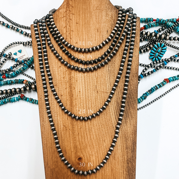 Navajo | Navajo Handmade 7mm Navajo Pearls Necklace | Varying Lengths