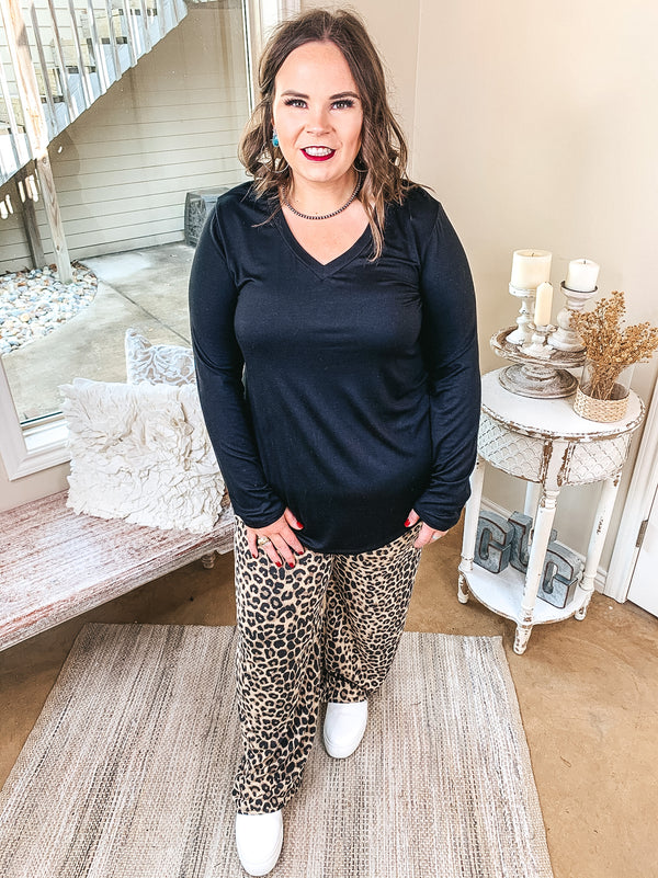 Let's Stay Home Wide Leg Lounge Pants with Pockets in Leopard