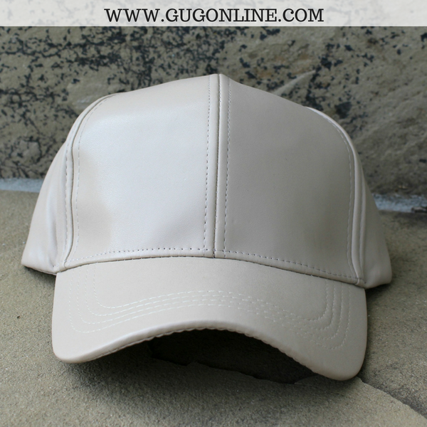 Last Chance | Faux Leather Baseball Cap in Tan