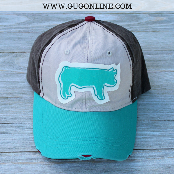 Last Chance | Turquoise Sparkly Pig Baseball Cap