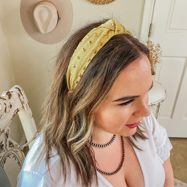 Gold Star Detailed Headband in Yellow