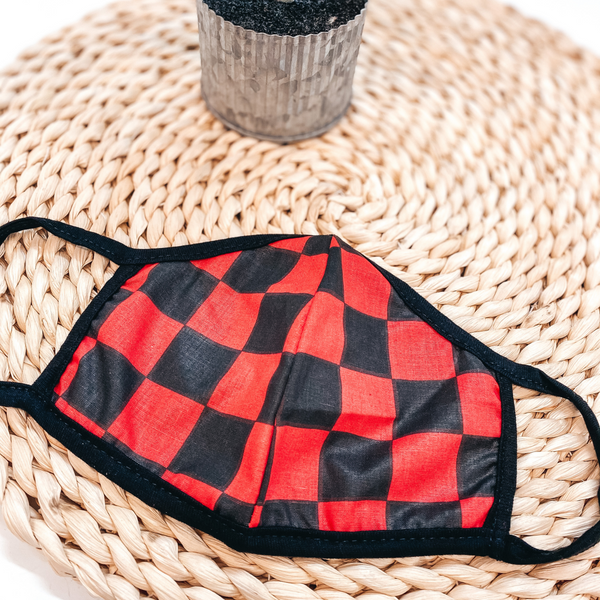 Can't Cover Style Cloth Face Covering in Red Checkered Print