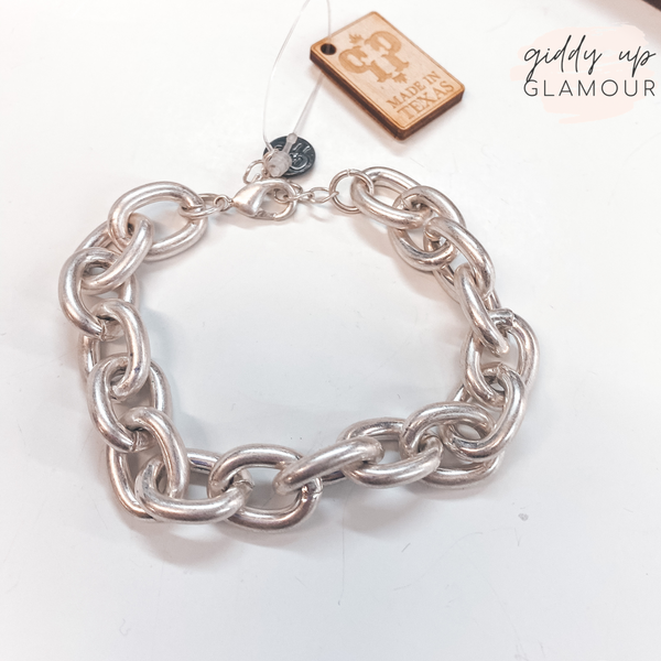 Online Exclusive | Pink Panache | Silver Chain Link Bracelet with Adjustable Chain
