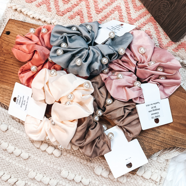 3 for $10 | Pearl Embroidered Large Scrunchies