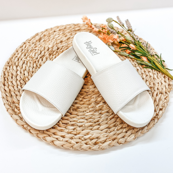 Corky's | Backyard Leather Slide On Sandals in White
