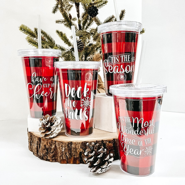 Holiday Special | Buffalo Plaid Tumbler with Straw