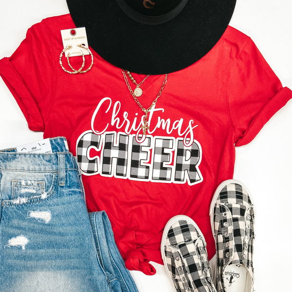 Christmas Cheer Short Sleeve Graphic Tee in Red