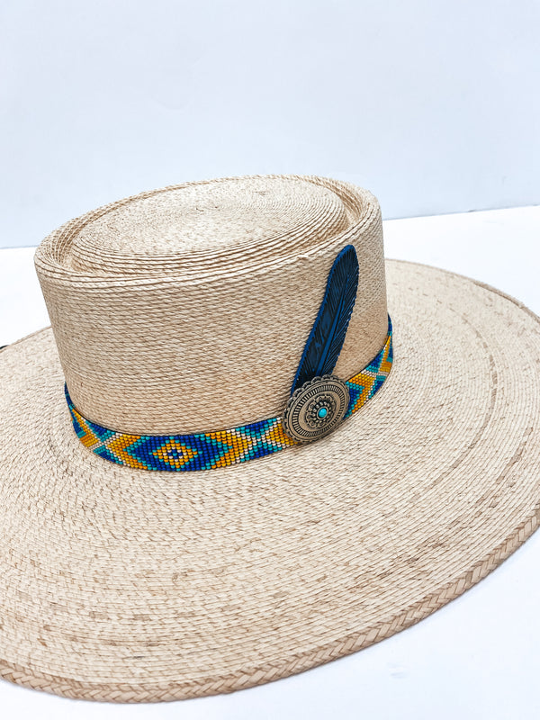 Charlie 1 Horse | Mamacita Palm Leaf Hat with Beaded Band and Leather Feather
