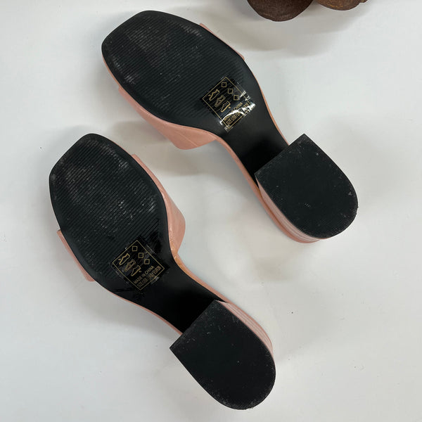 Model Shoes Size 8 & 8.5 | Walk The Walk Mini Block Heels with Strap in Blush Croc
