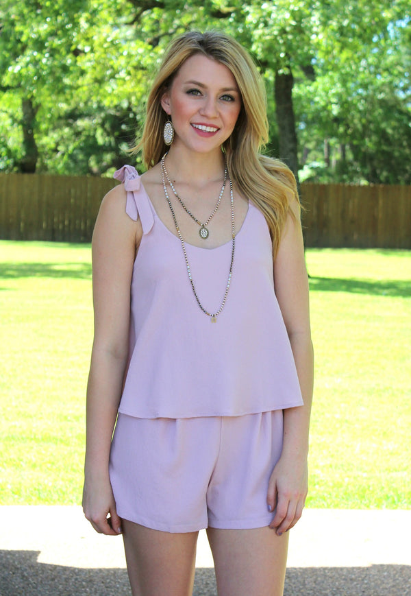 Weekend Bliss Layered Romper in Light Pink