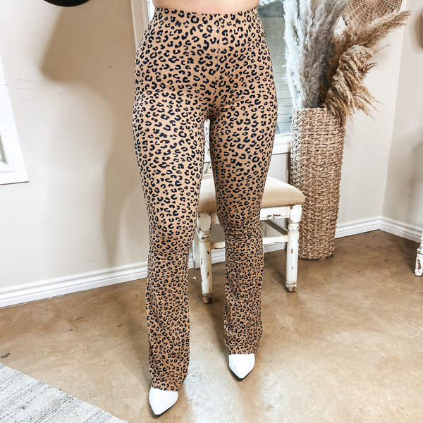 Romance Awaits Stretchy Flare Bell Bottom Pants in Leopard Print