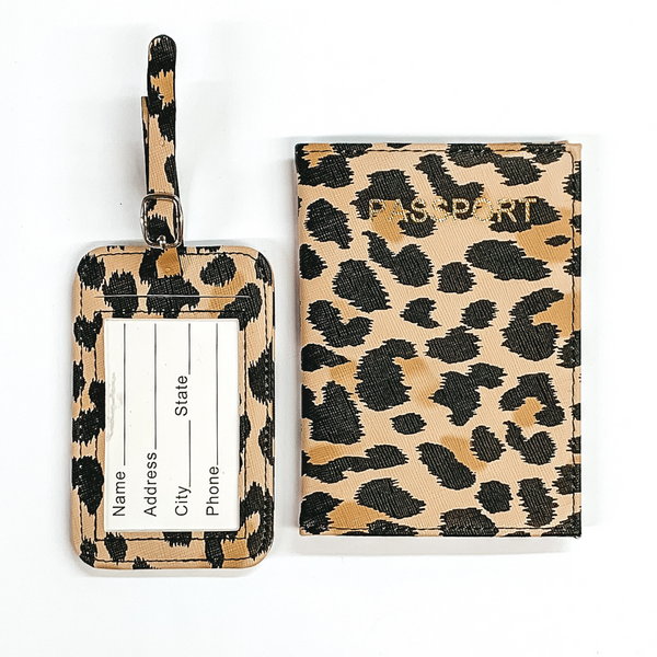 Leopard Print Passport and Luggage Tag Set