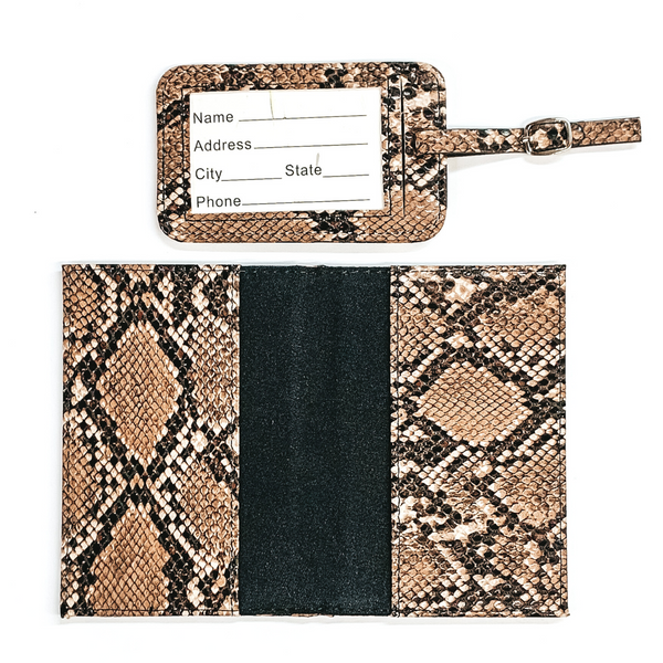 Snake Print Passport and Luggage Tag Set