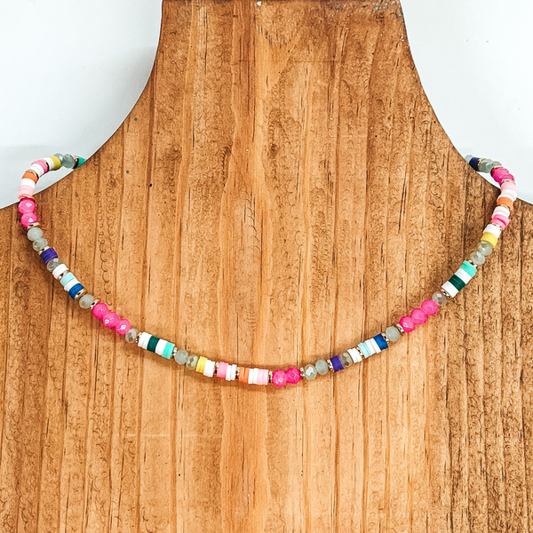 Above Basics Crystal and Disc Beaded Necklace in Multicolored