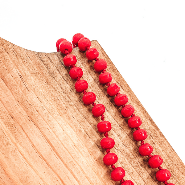 60 Inch Crystal Strand Necklace in Matte Druzy Red