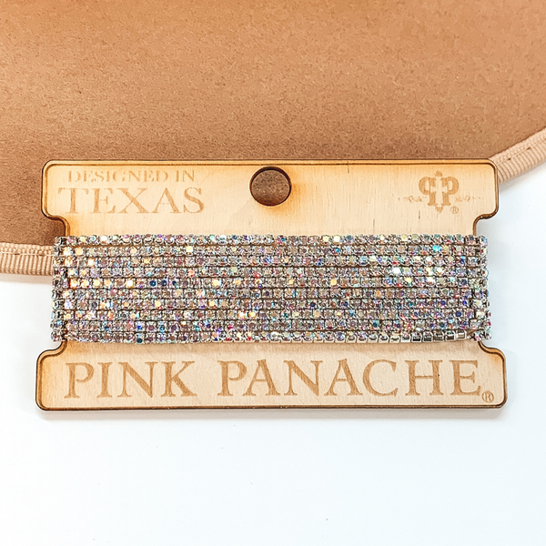 Pink Panache | AB Crystal Beaded Bracelet Set in Silver