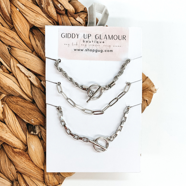 Set of Three | Silver Chain Necklace Set