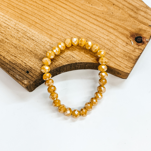 Crystal Beaded Stacker Bracelet in Golden Yellow