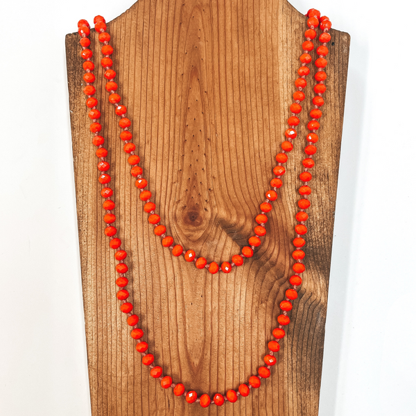 60 Inch Crystal Strand Necklace in Neon Orange