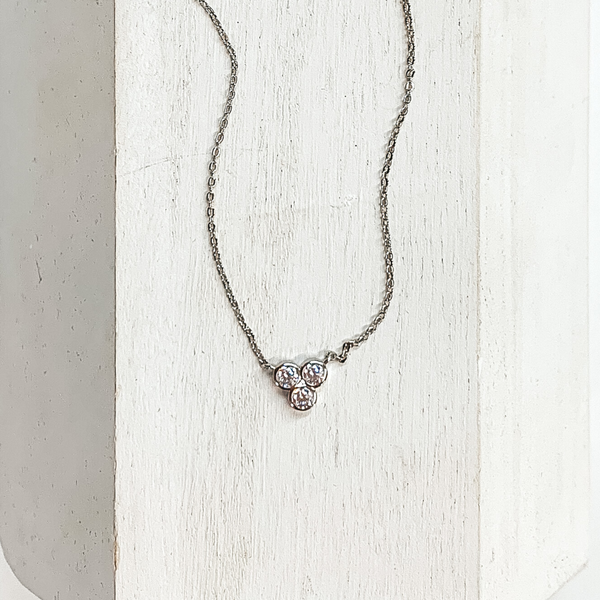 Good Daze Necklace with 3mm CZ Crystals in a Bezel Cluster in Silver