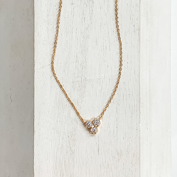 Good Daze Necklace with 3mm CZ Crystals in a Bezel Cluster in Gold