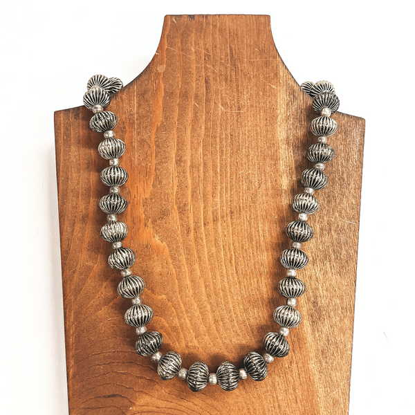 Last Chance | Navajo Inspired Circle Beaded Necklace with Spacers in Silver