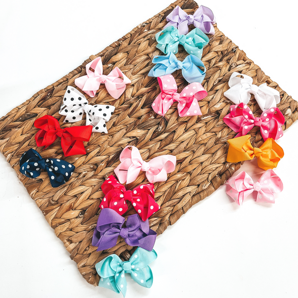Set of Four | Hair Bows with Polka Dots in Assorted Colors