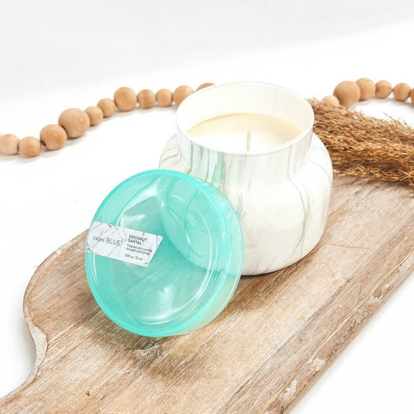 Capri Blue | 19 oz. Marble Jar Candle in Sea Glass | Coconut Santal