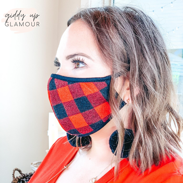 Can't Cover Style Buffalo Plaid Cloth Face Covering in Red and Black