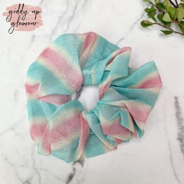 Uptown Essence Watercolor Scrunchie in Pink and Blue