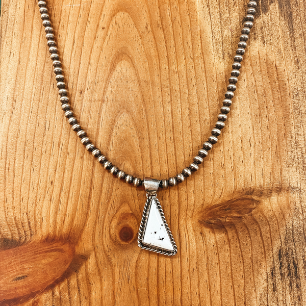 Augustine Largo | Navajo Handmade Triangle White Buffalo Necklace Pendant
