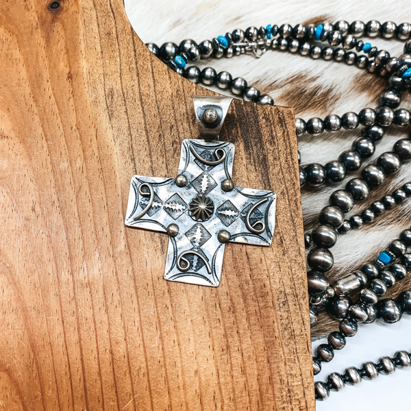 Chimney Butte | Navajo Handmade Sterling Silver Cross Pendant