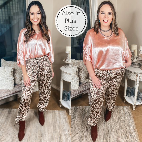 Flirting With Fate Drawstring Leopard Pants with Adjustable Ankles in Beige
