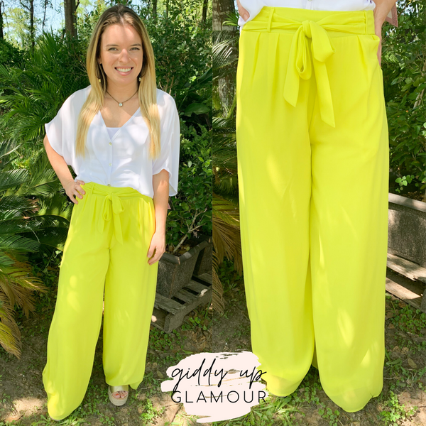 Take My Advice Wide Leg Pants in Lime Green
