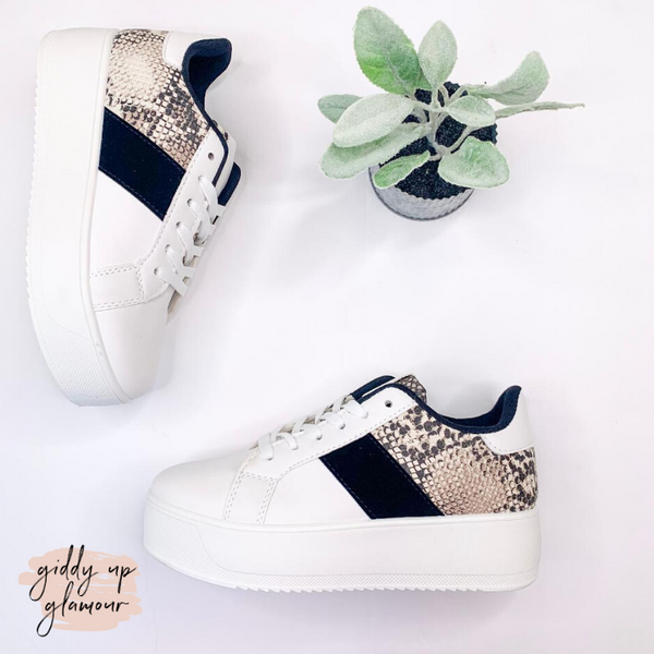 Chasing Chic Platform Sneakers in White Snake