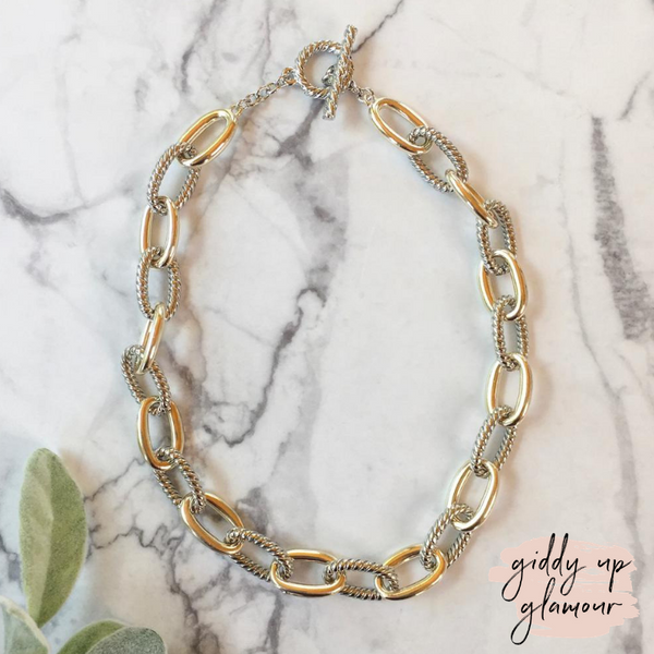 18" Mixed Metals Linked Chain Necklace