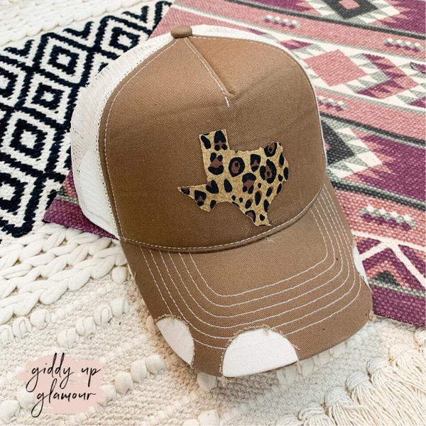 My Texas Distressed Ball Cap in Brown