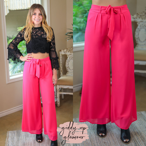 Take My Advice Wide Leg Pants in Hot Pink